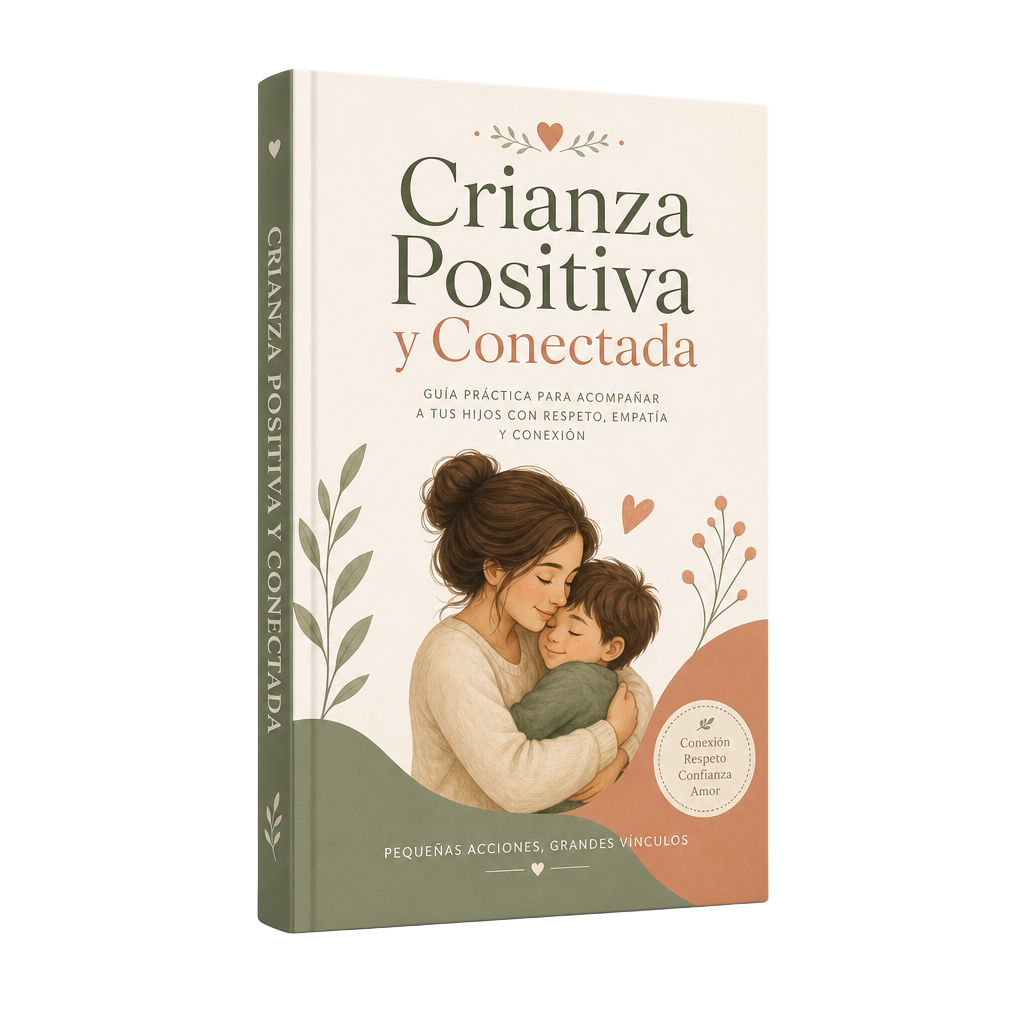 Mockup 3D del eBook Crianza Positiva y Conectada